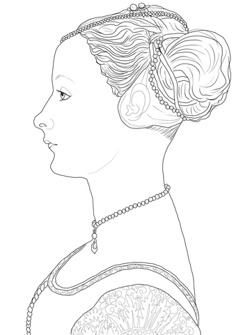 Portrait Of A Woman By Piero Del Pollaiolo Coloring Page